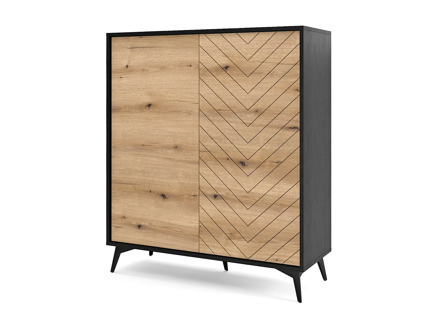 Hoge commode Emerald - loft, dressoir 100 cm met 2 deuren, eiken Evoke