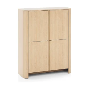 Hoge commode 130 cm Mezzano, vierdeurs, voor de woonkamer – houten commode, Vicenza eiken Hoge commode 130 cm Mezzano, vierdeurs, voor de woonkamer – houten commode, Vicenza eiken
