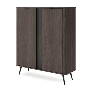 Hoge commode 135 cm Estera, 2 deuren – commode op poten, donker hout – eik Dunin Hoge commode 135 cm Estera, 2 deuren – commode op poten, donker hout – eik Dunin