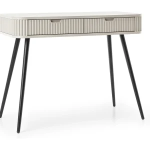 Kaptafel met lades Gerly – consoletafel 100 cm, geribbelde fronten, kasjmier + zwart Kaptafel met lades Gerly – consoletafel 100 cm, geribbelde fronten, kasjmier + zwart