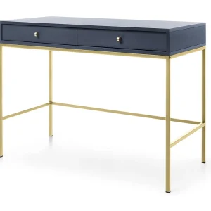 Kaptafel 100 cm Monti – twee lades, consoletafel, marineblauw + goud Kaptafel 100 cm Monti – twee lades, consoletafel, marineblauw + goud