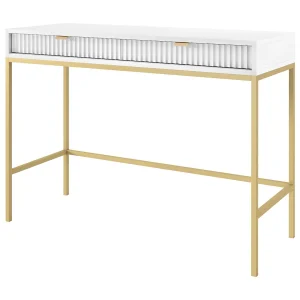 Kaptafel Galla met lade – consoletafel 100 cm, wit + goud Kaptafel Galla met lade – consoletafel 100 cm, wit + goud