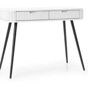 Kaptafel met lades Gerly – consoletafel 100 cm, geribbelde fronten, wit + zwart Kaptafel met lades Gerly – consoletafel 100 cm, geribbelde fronten, wit + zwart