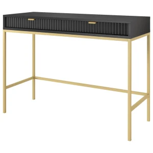 Kaptafel Galla met lade – consoletafel 100 cm, zwart + goud Kaptafel Galla met lade – consoletafel 100 cm, zwart + goud