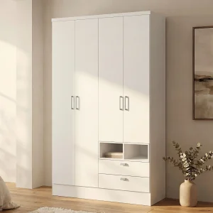 Kast ODILON – 4 deuren – 2 laden – L120 cm – Wit kopen Kast ODILON – 4 deuren – 2 laden – L120 cm – Wit kopen