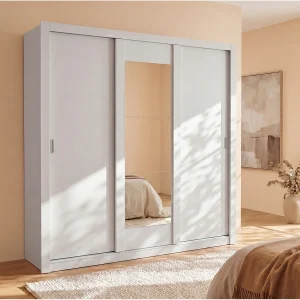 Kast met spiegel en schuifdeuren ROXANE – Wit gunstig kopen Kast met spiegel en schuifdeuren ROXANE – Wit gunstig kopen