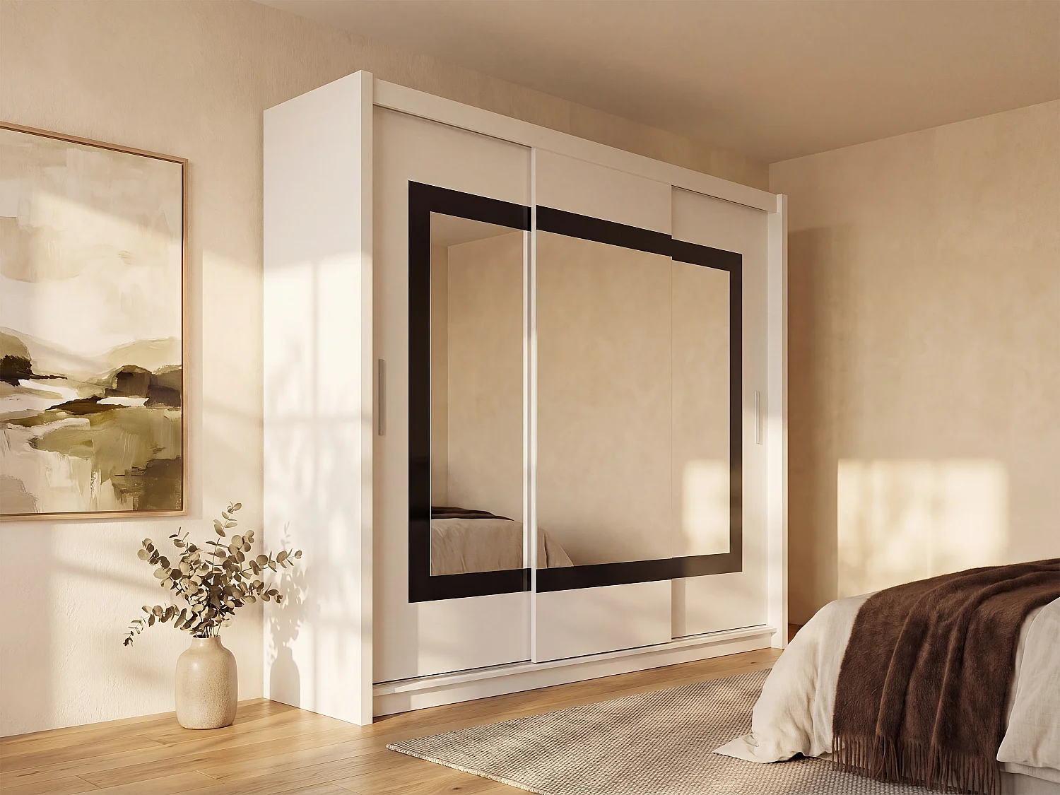 Kast met 2 deuren - met spiegel en LEDs - Wit - 2 maten - INGINA - Koop nu online