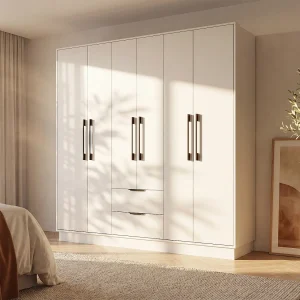 Witte kast met 6 deuren en 2 lades L162 cm – FEOVA Witte kast met 6 deuren en 2 lades L162 cm – FEOVA