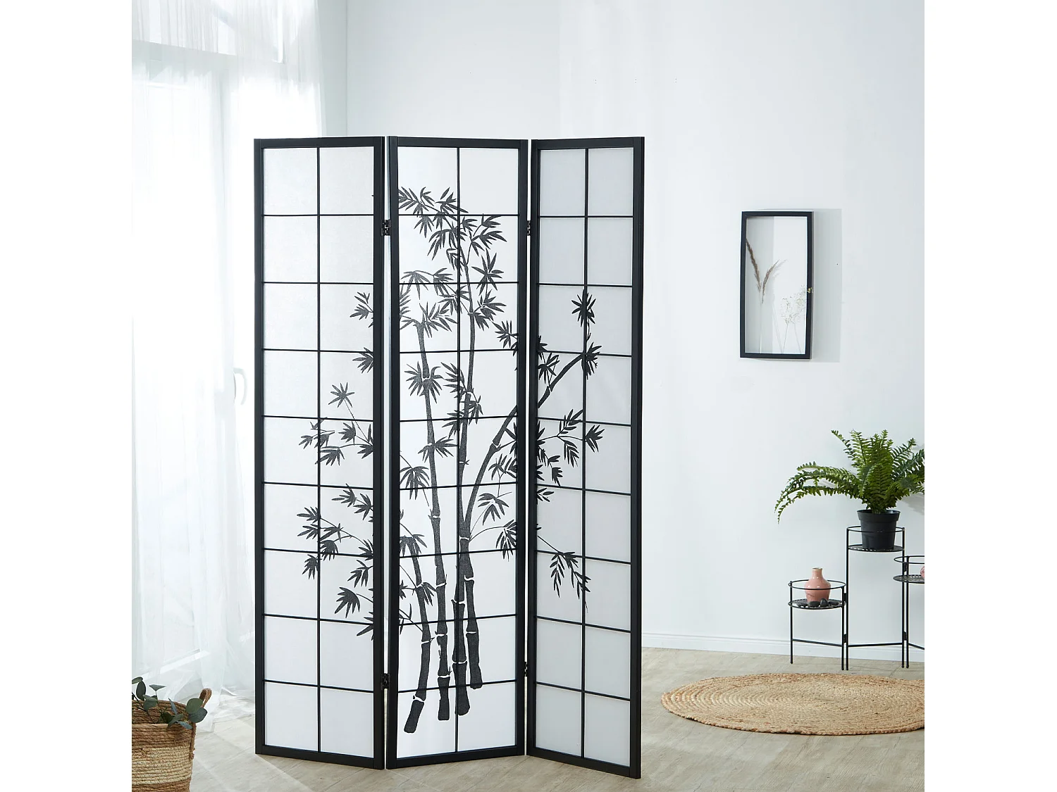 Kamerscheider 132x2x179 cm zwart Shoji