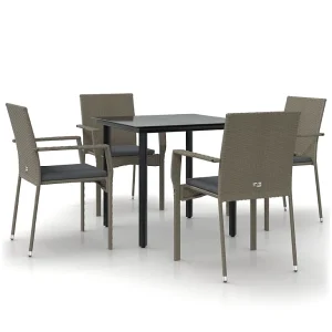 Karl Mason 5-delige Tuinset met kussens poly rattan zwart en grijs Karl Mason 5-delige Tuinset met kussens poly rattan zwart en grijs