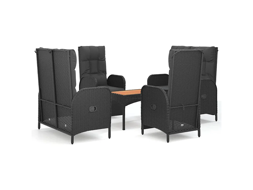 Holbaek 5-delige Tuinset met kussens poly rattan zwart