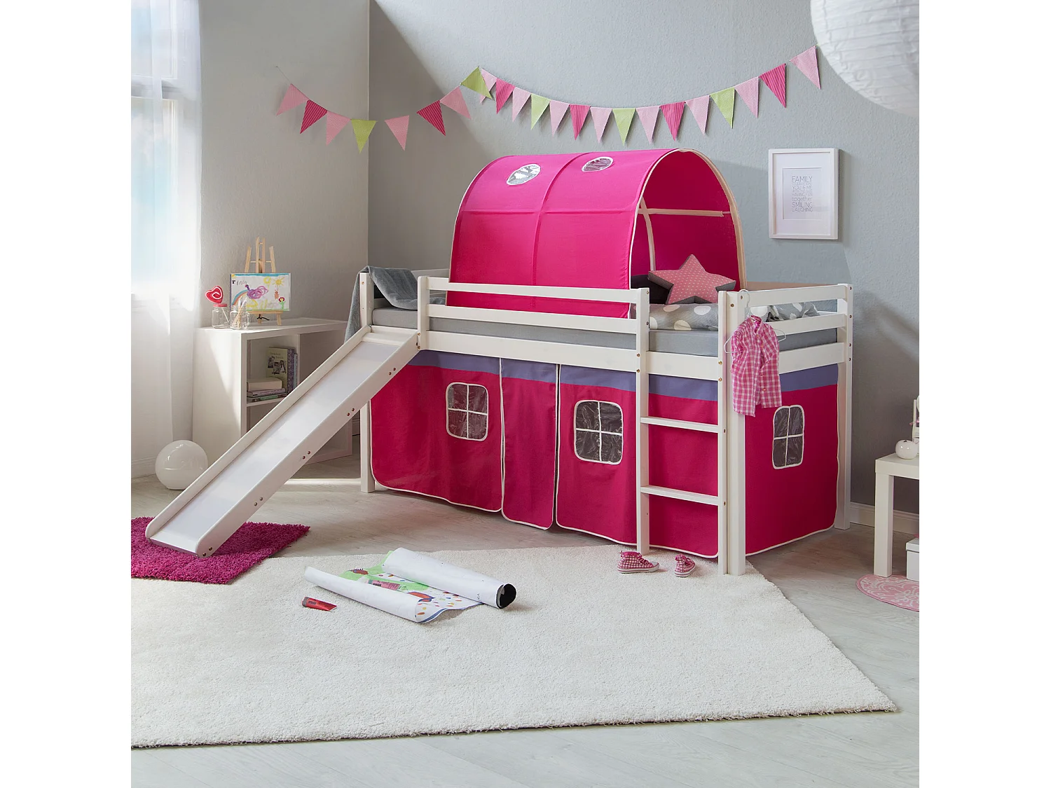 Hoogslaper 207,5x110x219,5 cm Wit Roze