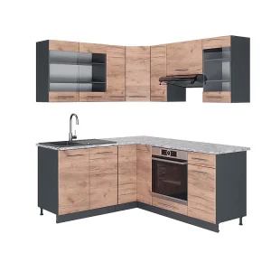 Hoekkeuken eik goud/antraciet 190x60x81.6 fame-line Hoekkeuken eik goud/antraciet 190x60x81.6 fame-line