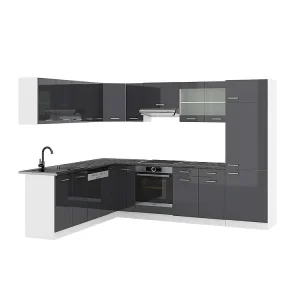Hoekkeuken antraciet hoogglans/wit 287x60x81.6 r-line Hoekkeuken antraciet hoogglans/wit 287x60x81.6 r-line