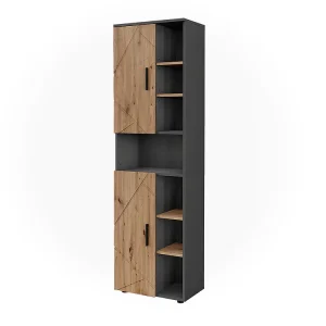 Hoge kast antraciet/goudkleurig eiken 50x30x172 irma Hoge kast antraciet/goudkleurig eiken 50x30x172 irma