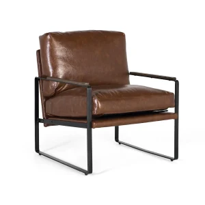 Fauteuil-industrieel in het zwart en vergelijkbaar met brun vieilli