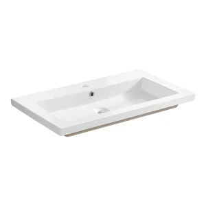 Wastafel ELIO inbouw 80 cm wit glanzend keramiek strak design Wastafel ELIO inbouw 80 cm wit glanzend keramiek strak design