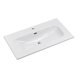 Inbouwwastafel LARGO 80 cm wit glanzend keramiek rechthoekig design Inbouwwastafel LARGO 80 cm wit glanzend keramiek rechthoekig design