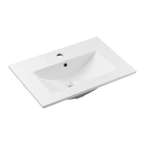 Inbouwwastafel FLOW 60 cm keramiek glanzend wit rechthoekig design Inbouwwastafel FLOW 60 cm keramiek glanzend wit rechthoekig design