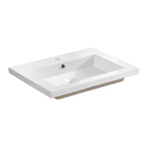 Inbouwwastafel ELIO 60 cm wit glanzend keramiek rechthoekig design Inbouwwastafel ELIO 60 cm wit glanzend keramiek rechthoekig design