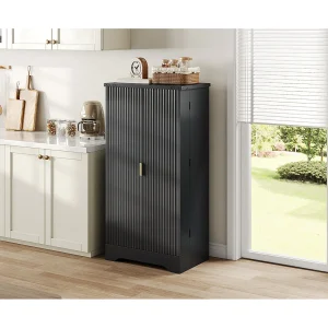 Hoge kast met LED, 2 deuren en verstelbare planken – Zwart 60,5 x 40 x 120 cm Hoge kast met LED, 2 deuren en verstelbare planken – Zwart 60,5 x 40 x 120 cm