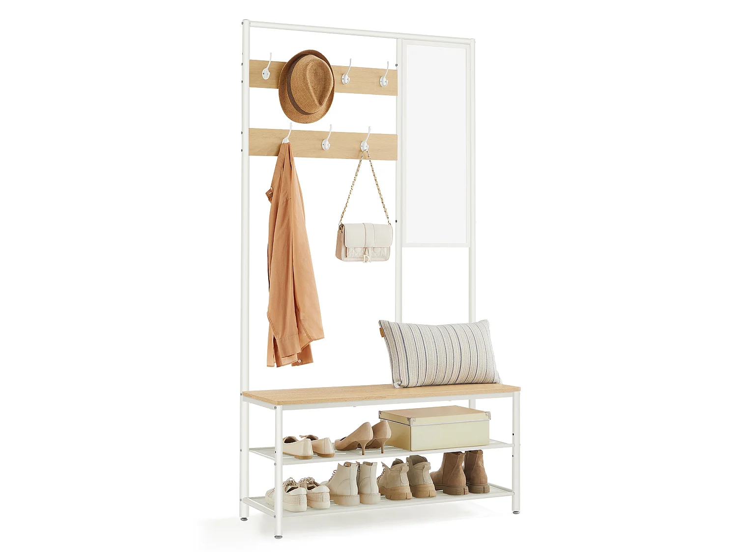Kapstok standaard 35x98x180 cm eiken wit