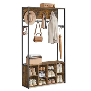 Kapstok 100x32x180 cm bruin en zwart Kapstok 100x32x180 cm bruin en zwart