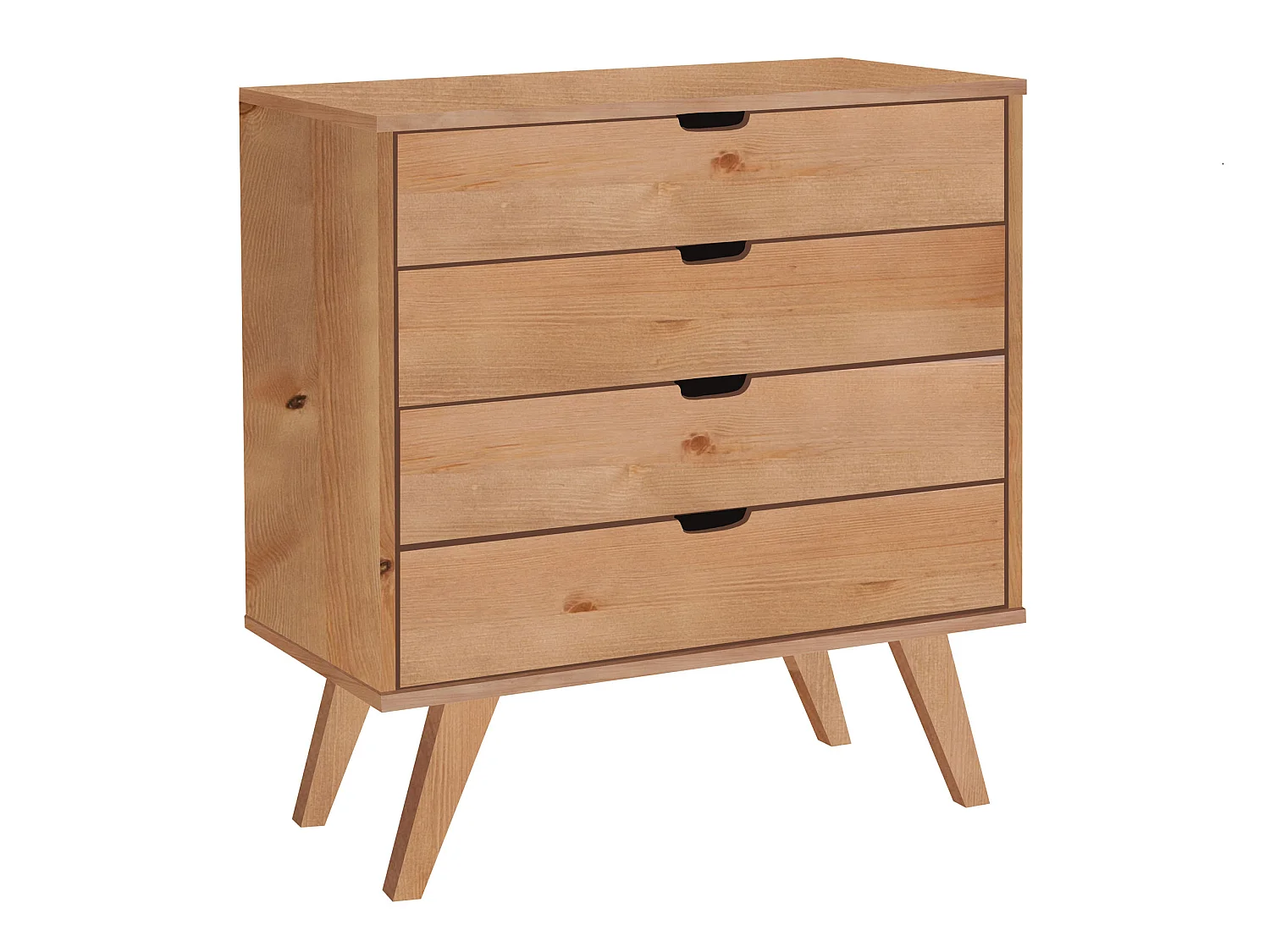 Houten ladekast 90 cm Malmo I, 4 laden, kleur eiken