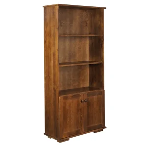 Houten boekenkast met deuren en legplanken Modern III, kleur kastanje