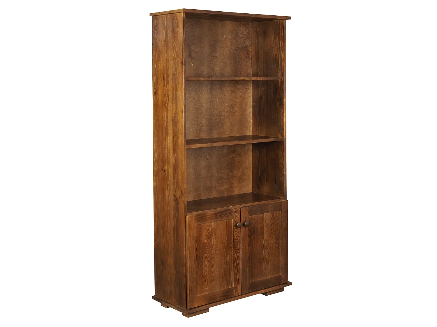 Houten boekenkast met deuren en legplanken Modern III, kleur kastanje