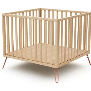 Houten kinderbox ONLY in hout Beuken en Terracotta 100 x 100 cm