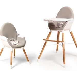 Hoge kinderstoel in kunststof Wit en Grijs