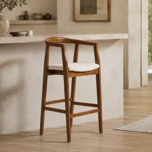 Hoge barkruk GIO hout en zwart leer Hoge barkruk GIO hout en zwart leer