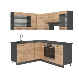 Hoekkeuken eik goud/antraciet 190x46x81.6 fame-line Hoekkeuken eik goud/antraciet 190x46x81.6 fame-line