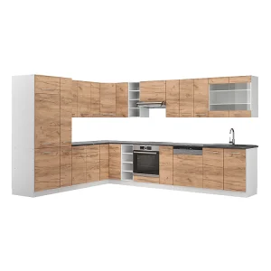Hoekkeuken eik goud/wit 347x46x81.6 fame-line Hoekkeuken eik goud/wit 347x46x81.6 fame-line