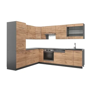 Hoekkeuken eik goud/antraciet 287x60x81.6 fame-line Hoekkeuken eik goud/antraciet 287x60x81.6 fame-line