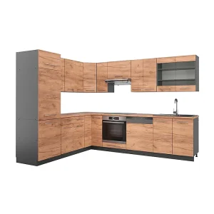 Hoekkeuken eik goud/antraciet 287x60x81.6 fame-line Hoekkeuken eik goud/antraciet 287x60x81.6 fame-line