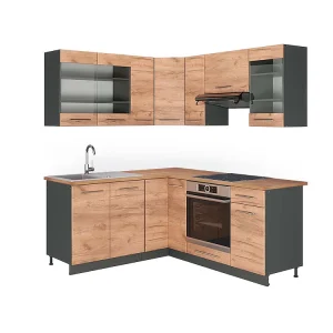 Hoekkeuken eik goud/antraciet 190x60x81.6 fame-line Hoekkeuken eik goud/antraciet 190x60x81.6 fame-line