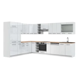 Hoekkeuken wit hoogglans/wit 347x60x81.6 fame-line Hoekkeuken wit hoogglans/wit 347x60x81.6 fame-line