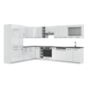 Hoekkeuken wit hoogglans/wit 347x60x81.6 fame-line Hoekkeuken wit hoogglans/wit 347x60x81.6 fame-line