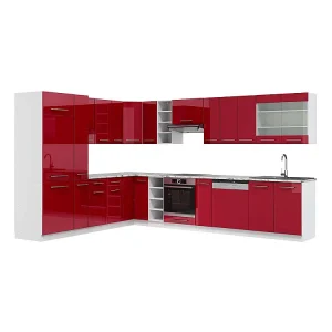 Hoekkeuken bordeaux hoogglans/wit 347x60x81.6 fame-line Hoekkeuken bordeaux hoogglans/wit 347x60x81.6 fame-line