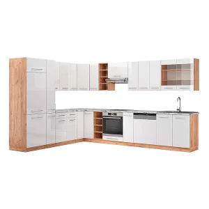 Hoekkeuken wit hoogglans/goud power eiken 347x60x81.6 fame-line Hoekkeuken wit hoogglans/goud power eiken 347x60x81.6 fame-line