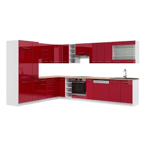 Hoekkeuken bordeaux hoogglans/wit 347x60x81.6 fame-line Hoekkeuken bordeaux hoogglans/wit 347x60x81.6 fame-line