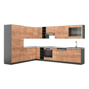 Hoekkeuken eik goud/antraciet 347x60x81.6 fame-line Hoekkeuken eik goud/antraciet 347x60x81.6 fame-line