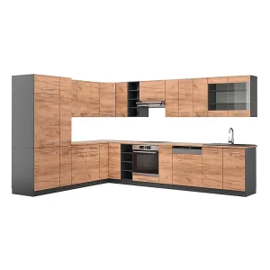 Hoekkeuken eik goud/antraciet 347x60x81.6 fame-line Hoekkeuken eik goud/antraciet 347x60x81.6 fame-line