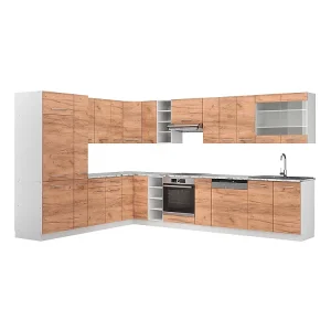 Hoekkeuken eik goud/wit 347x60x81.6 fame-line Hoekkeuken eik goud/wit 347x60x81.6 fame-line