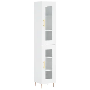 Hoge kast 34,5x34x180 cm bewerkt hout wit Hoge kast 34,5x34x180 cm bewerkt hout wit
