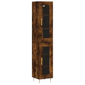 Hoge kast 34,5x34x180 cm bewerkt hout gerookt eikenkleurig Hoge kast 34,5x34x180 cm bewerkt hout gerookt eikenkleurig