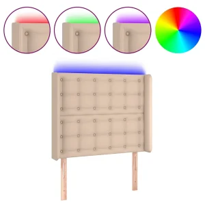 Hoofdbord LED 83x16x118/128 cm kunstleer cappuccinokleurig