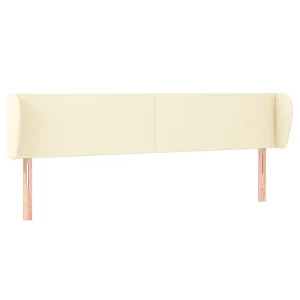 Hoofdbord met randen 163x23x78/88 cm kunstleer crèmekleurig